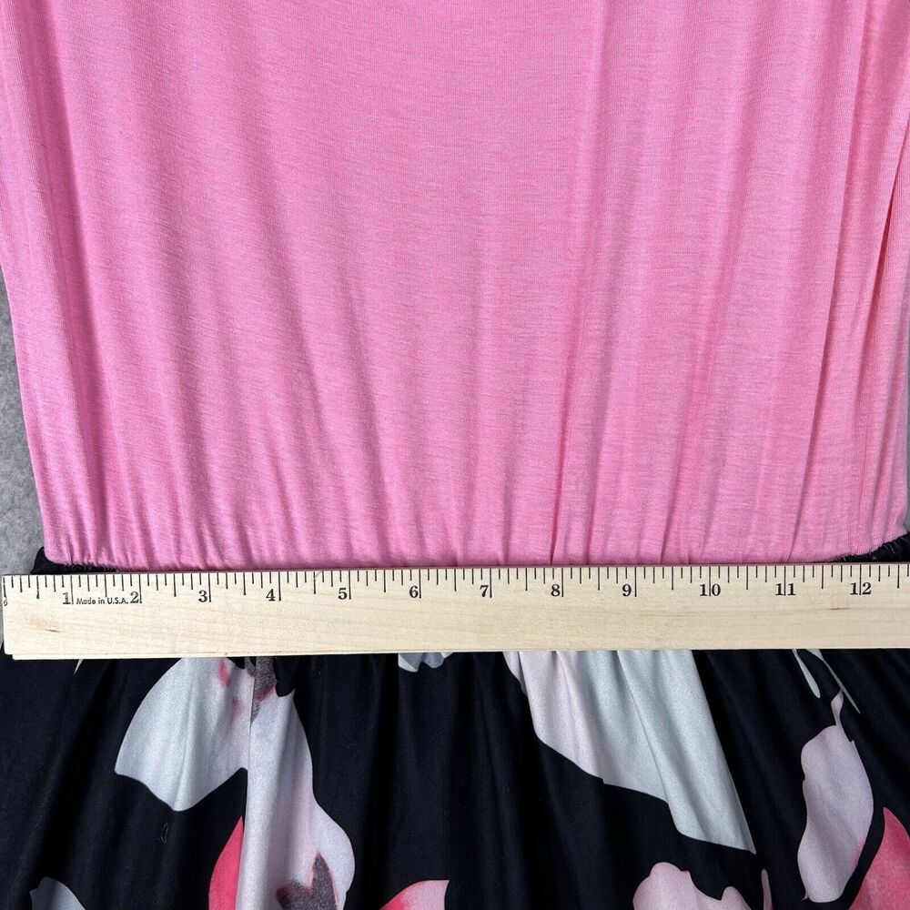 Kancystore Maxi Dress Womens Small Pink Black Floral Cold Shoulder Boho Summer - Picture 10 of 15